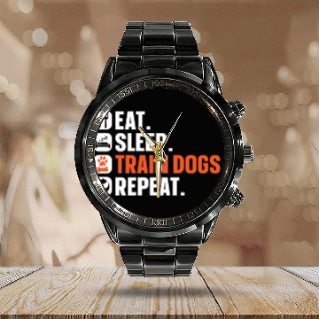 Discover Dog Trainer Eat Sleep Train Dogs Repeat Dog Lover Calendar Steel Band Watch