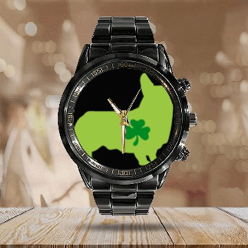 Discover Corgi St. Patrick's Day Calendar Steel Band Watch