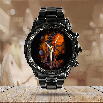 Discover Lion astronauts in space Calendar Steel Band Watch