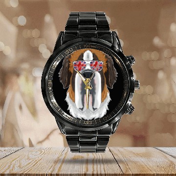 Discover Saint Bernard UK Sunglasses I English Flag I Calendar Steel Band Watch