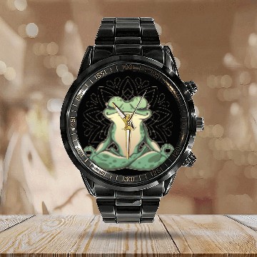 Discover Frog Making Yoga Calendar Steel Band Watch