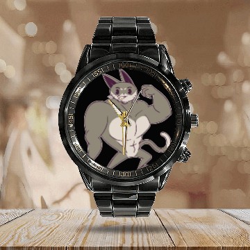 Discover Muscle Cat Calendar Steel Band Watch