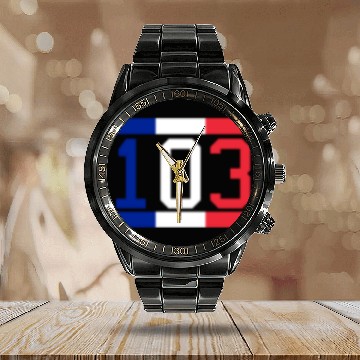 Discover France French 103 National Flag Calendar Steel Band Watch