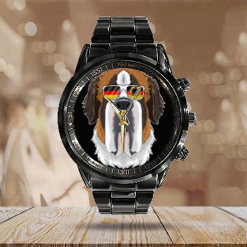 Discover Saint Bernard Germany Sunglasses I German Flag Calendar Steel Band Watch