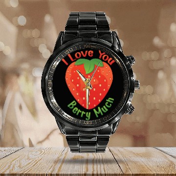 Discover I Love You BERRY Much Calendar Steel Band Watch