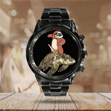 Discover Sloth Surfing Turtle Slow Animal Lover Calendar Steel Band Watch
