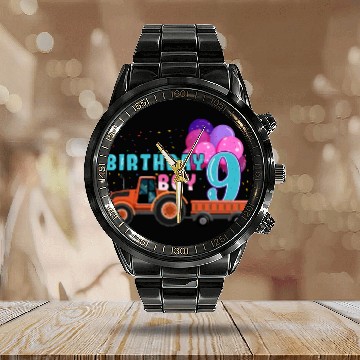 Discover Birth Born Age 9 Year Old Boy Ranch Farm Tractor Calendar Steel Band Watch