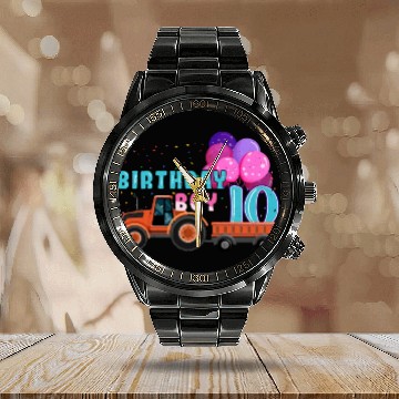 Discover Birth Born Age 10 Year Old Boy Ranch Farm Tractor Calendar Steel Band Watch