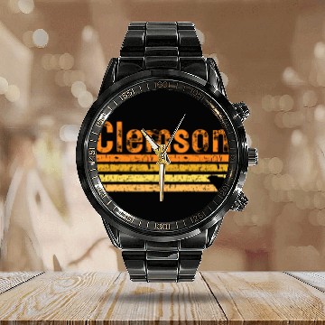 Discover Retro 80s Style Clemson South Carolina Trendy Calendar Steel Band Watch