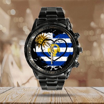 Discover I Love Uruguay, I Love Football Calendar Steel Band Watch