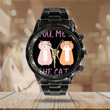 Discover ask me about my cat funny cat Calendar Steel Band Watch