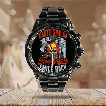 Discover 4th July Firefighter Death Smiles At Everyone Calendar Steel Band Watch