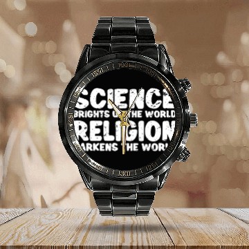 Discover Atheist Atheism Anti Religion Securalism God Sucks Calendar Steel Band Watch
