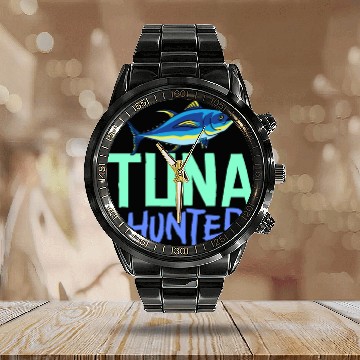 Discover Red Tuna Fish Bluefin Fishing Salad Calendar Steel Band Watch