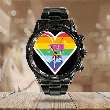 Discover LGBT Pride be yourself Calendar Steel Band Watch