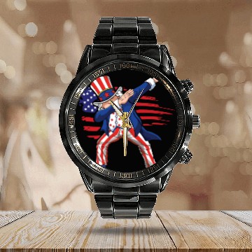 Discover Dab Uncle America American Flag 4th Of July Calendar Steel Band Watch