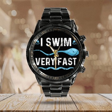 Discover I Swim Fast Swimmer Swimming Calendar Steel Band Watch