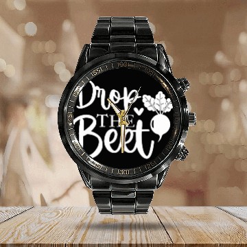 Discover Drop The Beet Funny Food Design Calendar Steel Band Watch