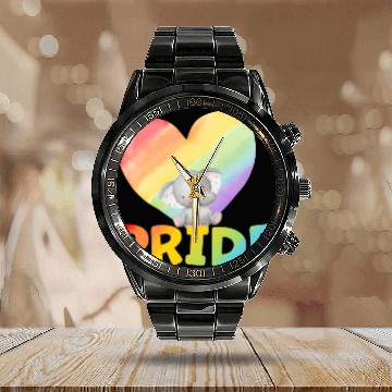 Discover cute love pride elephant Calendar Steel Band Watch