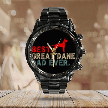 Discover Best Great Dane Dog Dad Vintage Calendar Steel Band Watch