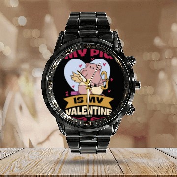 Discover Pig animal piglet farm funny gift Calendar Steel Band Watch