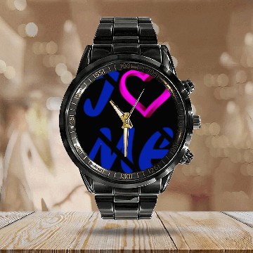 Discover love / i love me / fall in love Calendar Steel Band Watch