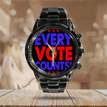 Discover Every Vote Counts American Election Calendar Steel Band Watch