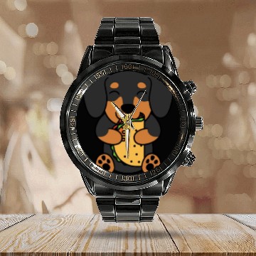 Discover Dachshund Taco Lover Calendar Steel Band Watch