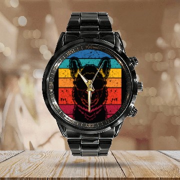 Discover Retro Llama Alpaca Lover Birthday Llamas Calendar Steel Band Watch