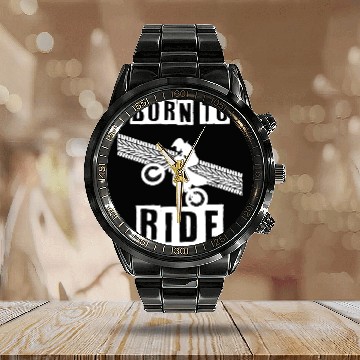 Discover motorcycle riding Calendar Steel Band Watch summer badass born to ride