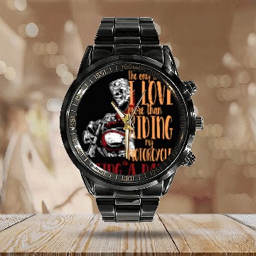 Discover Motorcycle Dad Calendar Steel Band Watch