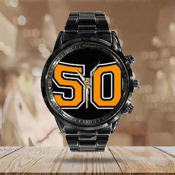 Discover Number 50 Orange Calendar Steel Band Watch