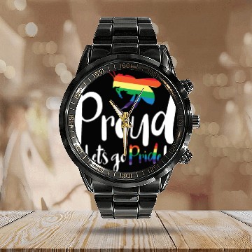 Discover Bee Proud Let's Go Pride! LGBTQ Pride Month Gay Calendar Steel Band Watch