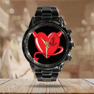 Discover Red Heart - Devil Heart - Anchor - Gift Calendar Steel Band Watch