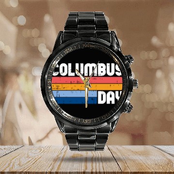 Discover Columbus Day Italian Pride Calendar Steel Band Watch