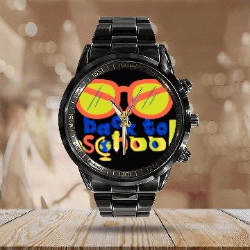 Discover Back To School Calendar Steel Band Watch