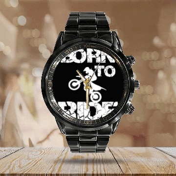 Discover motorcycle riding Calendar Steel Band Watch summer badass born to ride