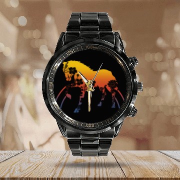 Discover Floral Horse Calendar Steel Band Watch, Horse Flower Lover Gift