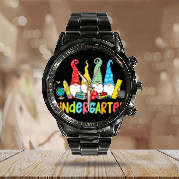 Discover Gnomes Kindergarten Crew First Day Teacher Back To Calendar Steel Band Watch