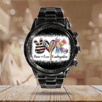 Discover Grade Teacher Peace Love Kindergarten Team Kinder Calendar Steel Band Watch