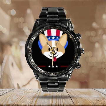 Discover 4th of July A True Patriot Here. Calendar Steel Band Watch
