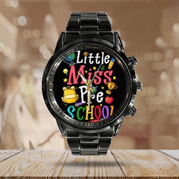 Discover Little Miss Preschool Back to School Calendar Steel Band Watch