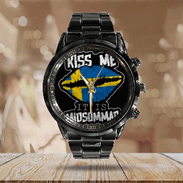 Discover Sweden Summer Solstice Feast Day Calendar Steel Band Watch