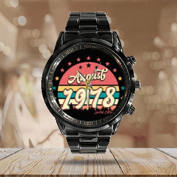 Discover Born August 1978 Calendar Steel Band Watch