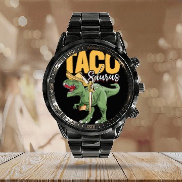 Discover Taco Dinosaur Mexican Dino Calendar Steel Band Watch
