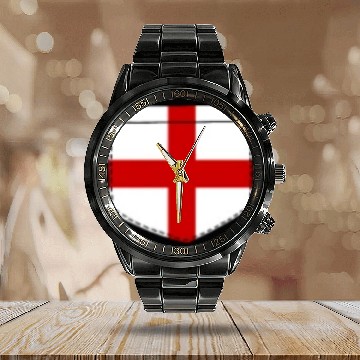 Discover England flag in a shape of a pocket Calendar Steel Band Watch