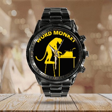 Discover Word Monkey Calendar Steel Band Watch