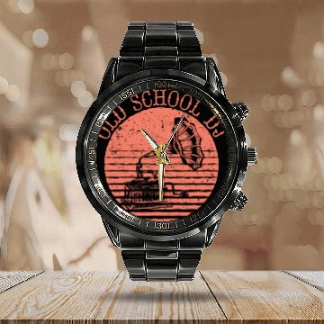 Discover Old School DJ Music Old School DJ Music gift inspi Calendar Steel Band Watch