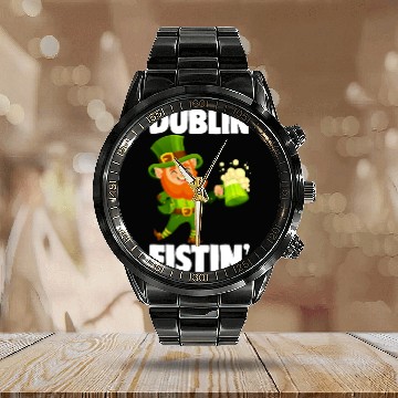 Discover Dublin Fistin St. Patrick's Day Drinking Calendar Steel Band Watch