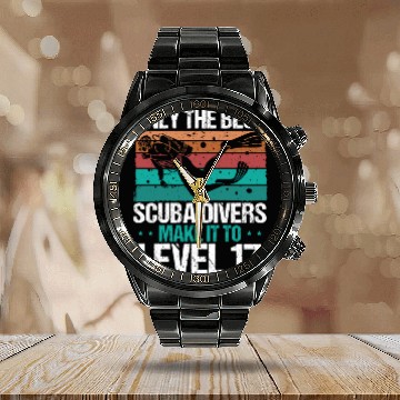 Discover 17 Scuba Diving Level 17 Year Diver Snorkeling Calendar Steel Band Watch
